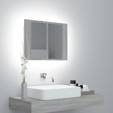 SZAFKA ŁAZIENKOWA Z LUSTREM SZARY DĄB SONOMA 60X12X45CM