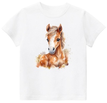 Koszulka z koniem T-shirt dziewczęcy Konie do przedszkola szkoły r. 92/98