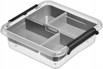 Pojemnik plastikowy z pokrywką i organizerem 600ml