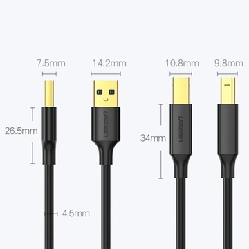 Кабель USB типа B для принтера «папа» — USB 2.0 «папа», 480 Мбит/с, 2 м, черный