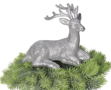 БОЛЬШОЙ ОЛЕНЬ ЛЕЖАЩИЙ С БЛЕСКАМИ ФИГУРКА ДЛЯ ПЛАТЬЯ