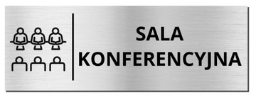 TABLICZKA NA DRZWI - SALA KONFERENCYJNA | piktogram | 20x7cm | srebrna