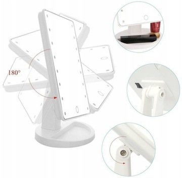 КОСМЕТИЧЕСКОЕ ЗЕРКАЛО С ПОДСВЕТКОЙ ДЛЯ МАКИЯЖА 16 СВЕТОДИОДОВ, РЕГУЛИРУЕМОЕ