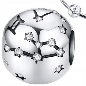 CHARMS ZNAK ZODIAKU BLIŹNIĘTA srebro 925 koralik zawieszka srebrna pr. 925