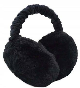 CZARNE NAUSZNIKI ZIMOWE DAMSKIE SKŁADANE REGULOWANE UNIWERSALNE OPASKA