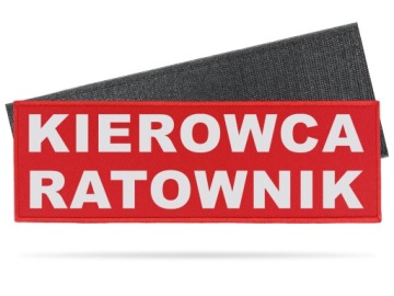 KIEROWCA RATOWNIK CZERWONY EMBLEMAT Z RZEPEM 30cm