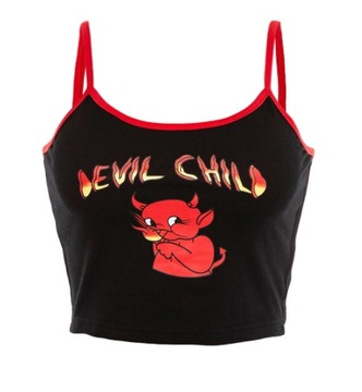 Top Crop bez rekawów DEVIL CHILD czarny M