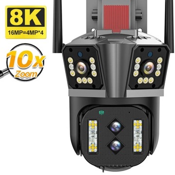 Zewnętrzna kamera bezpieczeństwa 10X Zoom 8K AI Track Four Lens