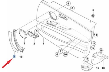 Черная ручка правой ручки двери BMW E90 E91