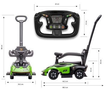 Катание с ручкой LAMBORGHINI ESSENZA SC V12 Green Milly Mally