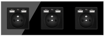 SZKLANE GNIAZDO USB GNIAZDKO POTRÓJNY Z 6 USB 2.1A