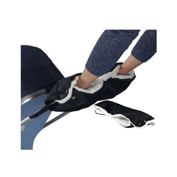 MUFKA DO WÓZKA MUFFKA NA RĘCE WODOODPORNA GRUBA MIĘKKA OCIEPLANA czarna