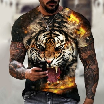 Animal Graphic 3D Tiger Printed Men Short Sleeve T-Shirt Casual O-neck Tops