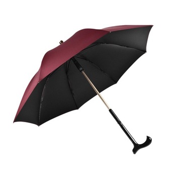 Walking Cane Umbrella Walking Sticks Crutch Umbrella with Black Glue Red