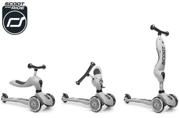 SCOOTANDRIDE Ash СКУТЕР и НАБОР 2в1 + ШЛЕМ со светодиодной подсветкой XXS для S 1+