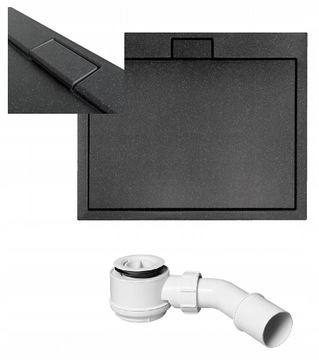 POLSKI BRODZIK EFEKT KAMIENIA 80x120 CZARNY SYFON