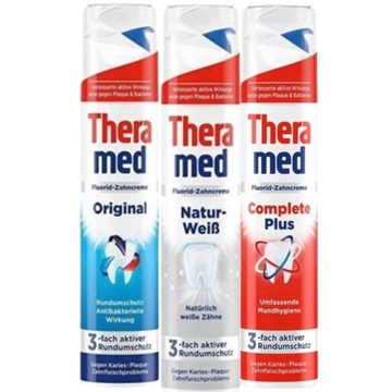 TheraMed niemiecka Pasta do zębów tuba z pompką POMPKA ZESTAW MIX 3X 100 ml