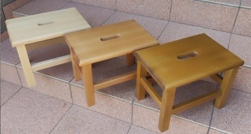 TABORET bukowy STOŁEK niski DREWNIANY RYCZKA - SOLIDNY z uchwytem