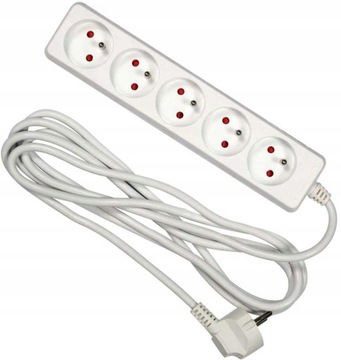 PRZEDŁUŻACZ ELEKTRYCZNY LISTWA 5 GNIAZD Z/U 3m