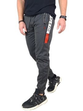 SPODNIE DRESOWE MĘSKIE DRESY modne JOGGERY kieszenie zamek bawełna, 2XL/3XL