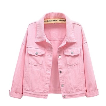 Pink Spring New Colorful Denim Coat Women's Short