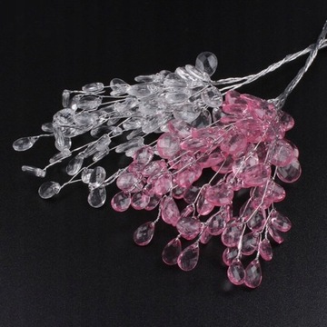 10Pcs Acrylic Flower Branch White Pink Flower