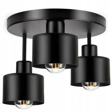 LAMPA ŻYRANDOL SUFITOWY LED 3xE27 CZARNA 382-E3 3 ŻARÓWKI