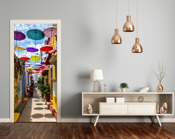 ЦВЕТНЫЕ УЛИЧНЫЕ ЗОНТЫ Наклейка на дверь из фольги