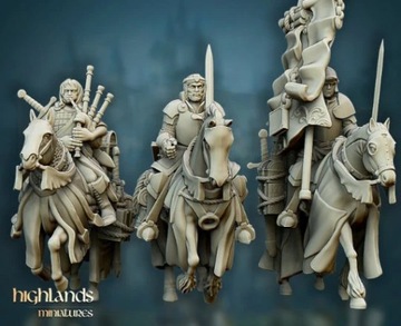 Highlands Miniatures Questing Knights Bretonnia Cavalry CMD (3 модели)