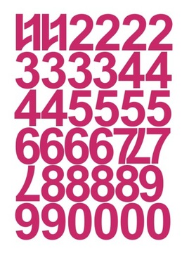 Цифры самоклеящиеся 4см. Наклейки розовые 40 шт.