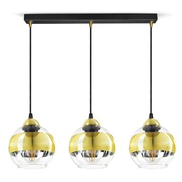 Lampa Sufitowa Żyrandol Czarna Złota GLASS BZ3 LED