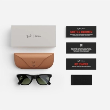 Солнцезащитные очки Ray-Ban Wayfarer, чёрные глянцевые, в стиле «нерд»