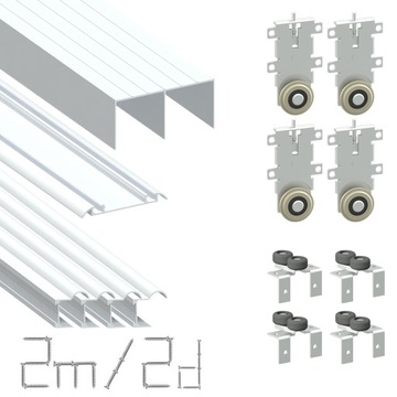 Zestaw okuć drzwi przesuwne KLASA BIAŁE 2m / 2d