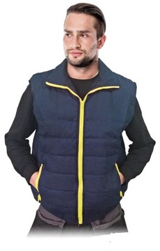 BEZRĘKAWNIK OCHRONNY OCIEPLANY - REIS - PERKOZ 2XL GRANATOWO-ŻÓŁTY