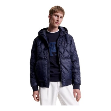 TOMMY HILFIGER KURTKA MĘSKA ZIMOWA QUILT RECYCLED HOODED JACKET GRANAT r.L