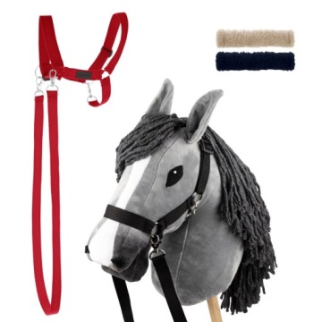 Набір Skippi - Hobby Horse сірий і додатковий недоуздок - червоний