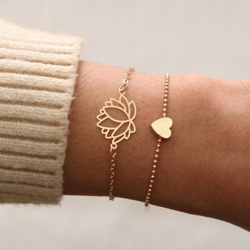 Trendy Geometric Link Chain Bracelet Set For