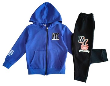 Bawełniany Niebieski Dres Chłopięcy NYC rozm 110 cm