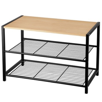 SZAFKA NA BUTY REGAŁ PÓŁKA STOJAK NA BUTY BLAT BAMBUS 60X39x30cm CZARNY