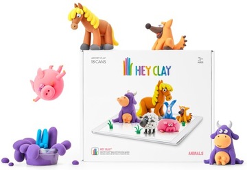 HEY CLAY ANIMALS ANIMALS PLAY 18 ЦВЕТОВ + ПРИЛОЖЕНИЕ