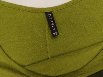 AMISU - zielona i szara bluzka z nadrukiem - XS