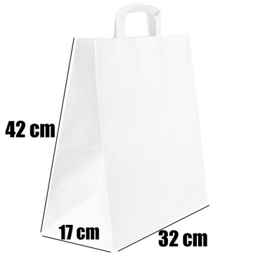 БУМАЖНЫЙ ПАКЕТ БЕЛЫЙ 320/170/420мм 32/17/42см 50ШТ ЭКО + ПРИНТ