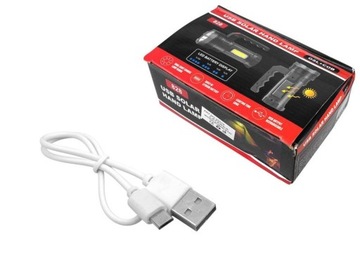 LATARKA RĘCZNA SZPERACZ LED+COB+SOLAR AKU.2X18650