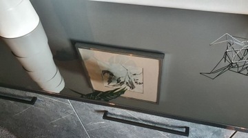 Итальянский комод Mango, 4 дверцы, мрамор, глянцевый лак, антрацит Marmo