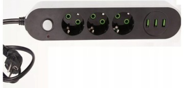 РАЗЪЕМ ПИТАНИЯ 3 РОЗЕТКИ + 3 УДЛИНИТЕЛЯ USB