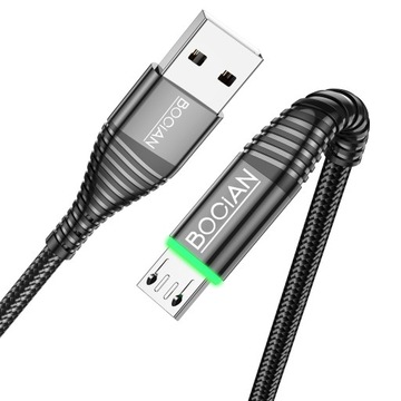 BOCIAN Fast QC USB - Кабель Micro USB 3A LED 1M