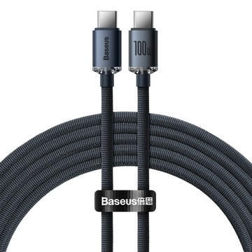 Кабель USB-C Baseus Crystal Shine 100 Вт, 2 м, черный
