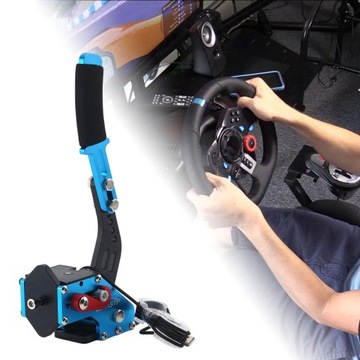 Gra wyścigowa 2 w 1 USB z hamulcem ręcznym USB w kolorze niebieskim