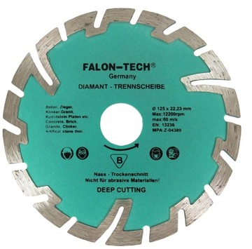 TARCZA DIAMENTOWA SEGMENTOWA 125mm DO CIĘCIA BETONU KOSTKI GŁĘBOKIE CIĘCIE