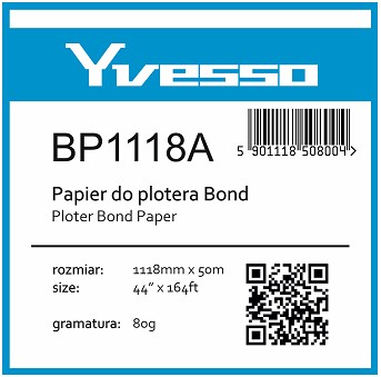 Papier w roli do plotera Yvesso Bond 1118x50m 80g